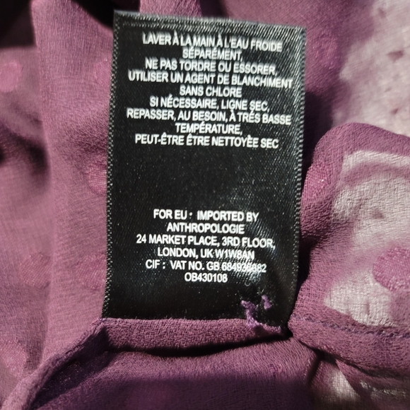 Anthropologie HD in Paris Sheer Eggplant Top - Picture 6 of 9